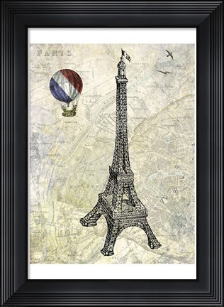 Framed Eiffel Map Print