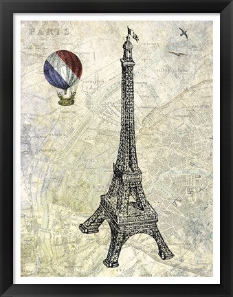 Framed Eiffel Map Print