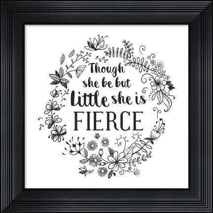 Framed Though She Be But Little - Wreath Doodle White Print