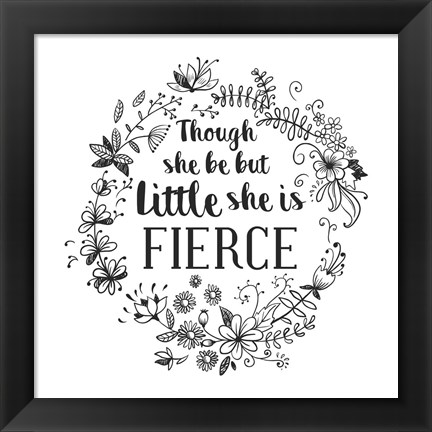 Framed Though She Be But Little - Wreath Doodle White Print