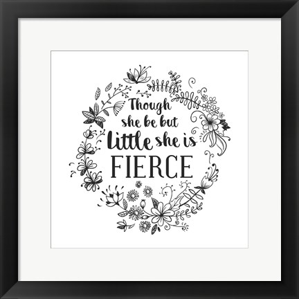 Framed Though She Be But Little - Wreath Doodle White Print