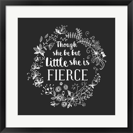 Framed Though She Be But Little - Wreath Doodle Gray Print
