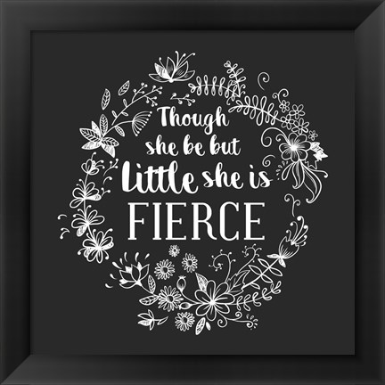 Framed Though She Be But Little - Wreath Doodle Gray Print