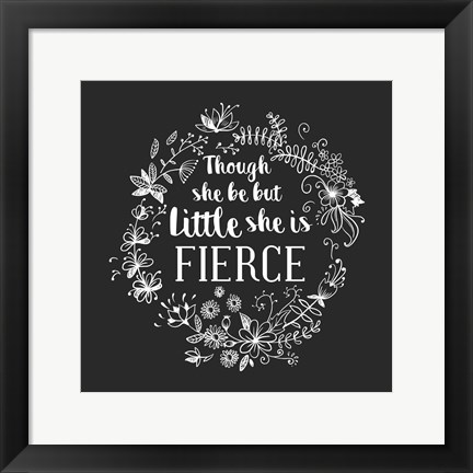 Framed Though She Be But Little - Wreath Doodle Gray Print