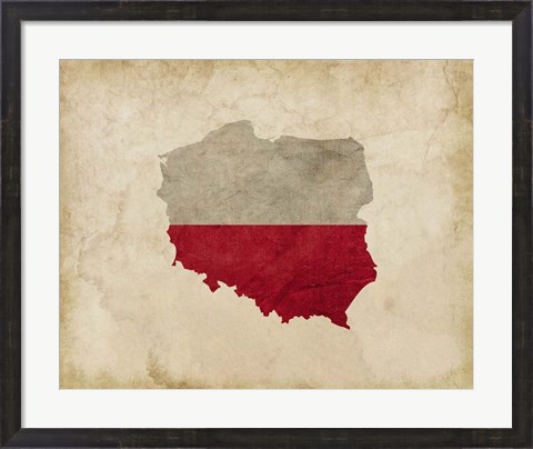 Framed Map with Flag Overlay Poland Print