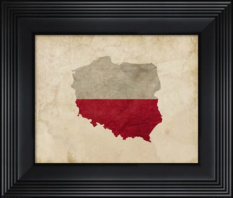 Framed Map with Flag Overlay Poland Print