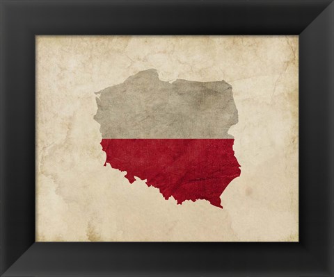 Framed Map with Flag Overlay Poland Print