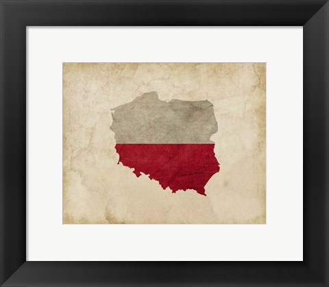 Framed Map with Flag Overlay Poland Print