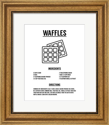 Framed Waffle Recipe Black on White Print