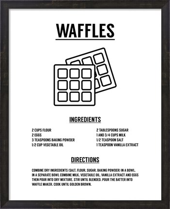Framed Waffle Recipe Black on White Print