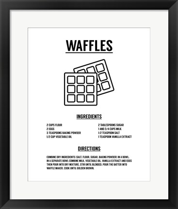 Framed Waffle Recipe Black on White Print