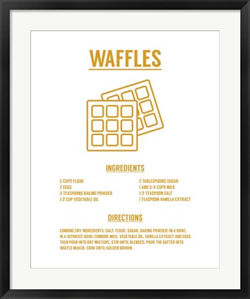 Framed Waffle Recipe Yellow on White Print