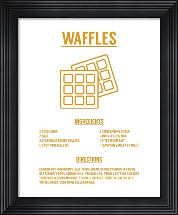 Framed Waffle Recipe Yellow on White Print