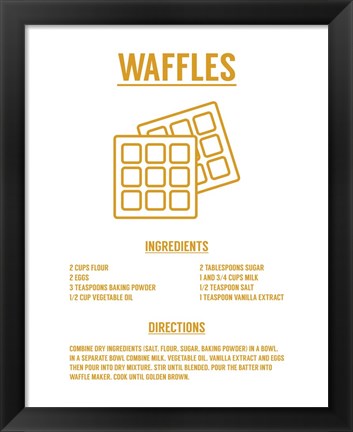 Framed Waffle Recipe Yellow on White Print