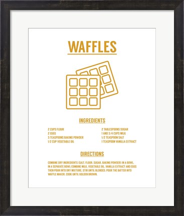 Framed Waffle Recipe Yellow on White Print