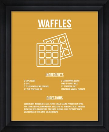 Framed Waffle Recipe White on Yellow Print