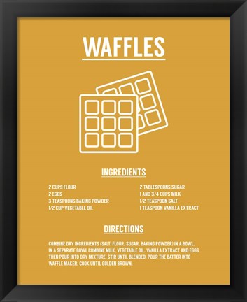 Framed Waffle Recipe White on Yellow Print