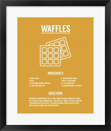 Framed Waffle Recipe White on Yellow Print