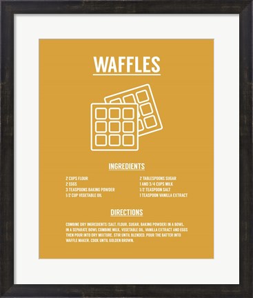Framed Waffle Recipe White on Yellow Print