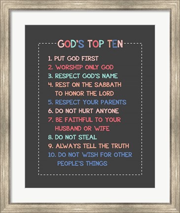 Framed God&#39;s Top Ten Stitch Border - Pink Print