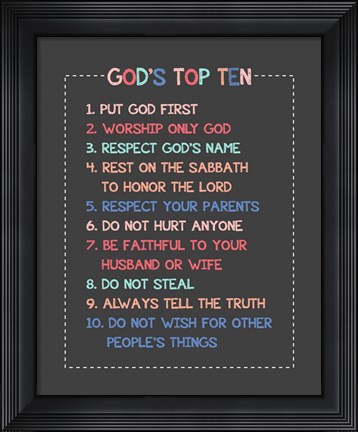Framed God&#39;s Top Ten Stitch Border - Pink Print