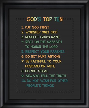 Framed God&#39;s Top Ten Stitch Border - Orange Print