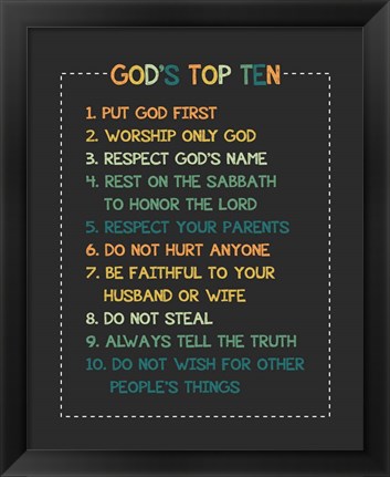 Framed God&#39;s Top Ten Stitch Border - Orange Print