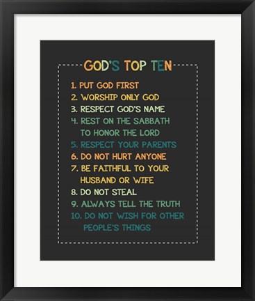 Framed God&#39;s Top Ten Stitch Border - Orange Print