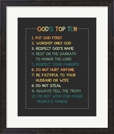 Framed God&#39;s Top Ten Stitch Border - Orange Print