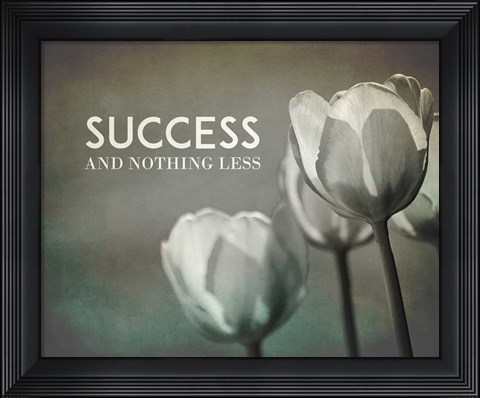 Framed Success And Nothing Less - Flowers Grayscale Print