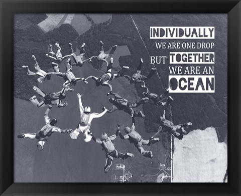 Framed Together We Are An Ocean - Skydiving Team Grayscale Print