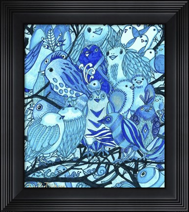 Framed Blue Bird Montage Print