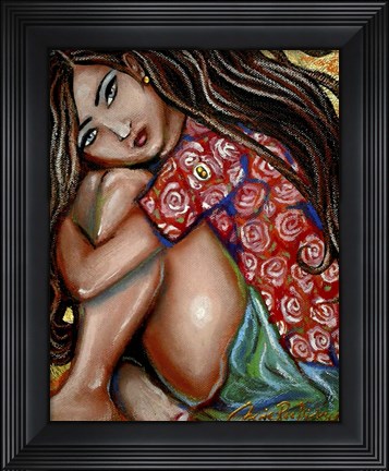 Framed Girl in Thought Print