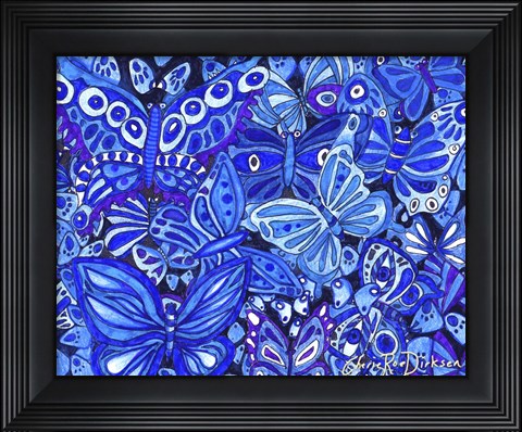 Framed Indigo Butterfly Collage Print
