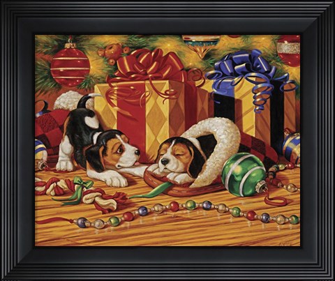 Framed Beagle Pups Print