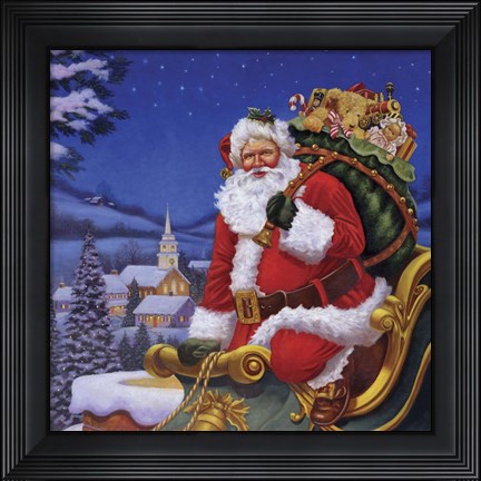 Framed Roof Top Santa Print