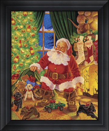 Framed Santa Pups Print