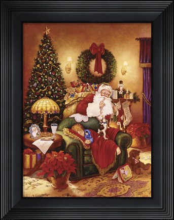 Framed Santa Sleeping Print