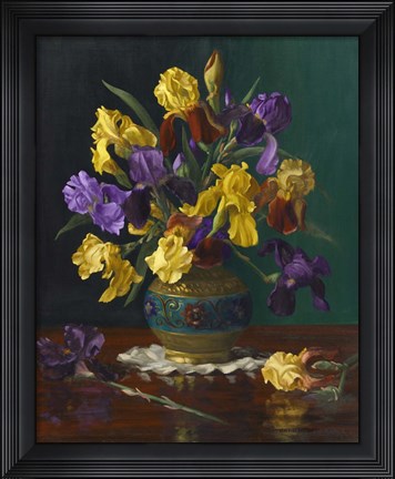 Framed Iris in Cloisonne Vase Print