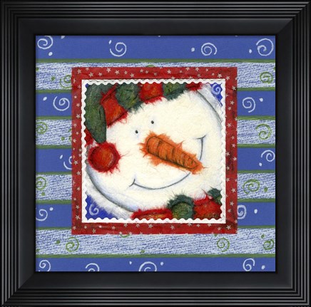 Framed Scarf Snowman 1 Print