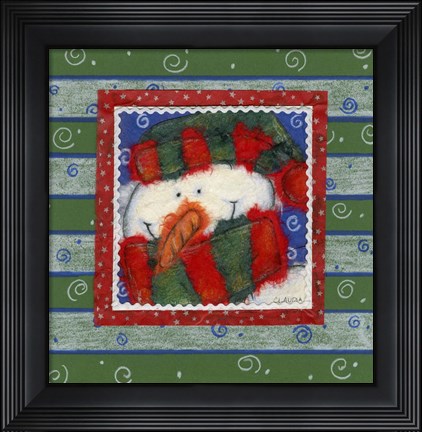 Framed Scarf Snowman 2 Print