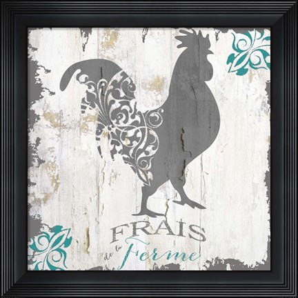 Framed Ferme Teal 1 Print