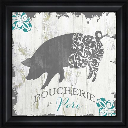 Framed Ferme Teal 2 Print