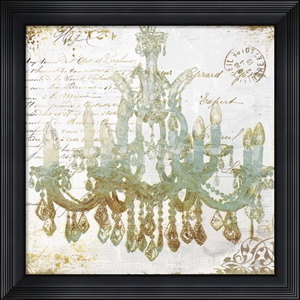 Framed Teal And Gold Print