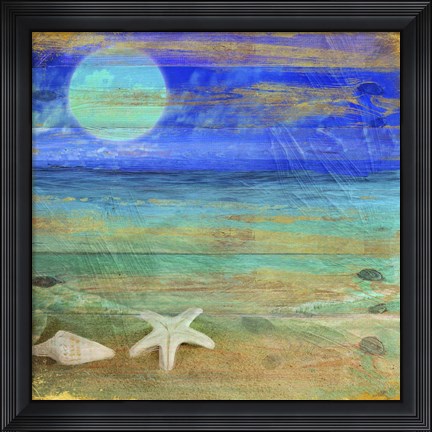 Framed Turquoise Moon Night Print