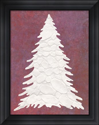 Framed Snowy Fir Tree on pink Print