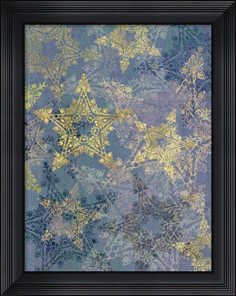 Framed Star Pattern Blue and Gold Print