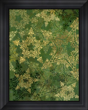 Framed Star Pattern Green and Gold Print