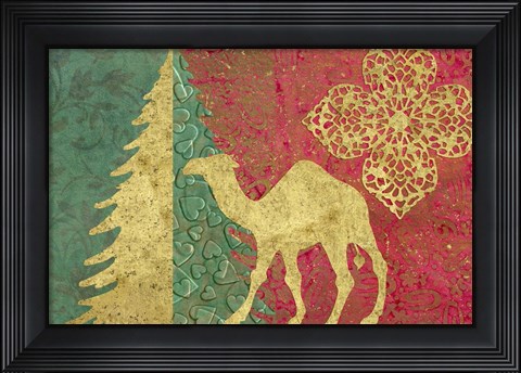 Framed Xmas Tree and Camel Print