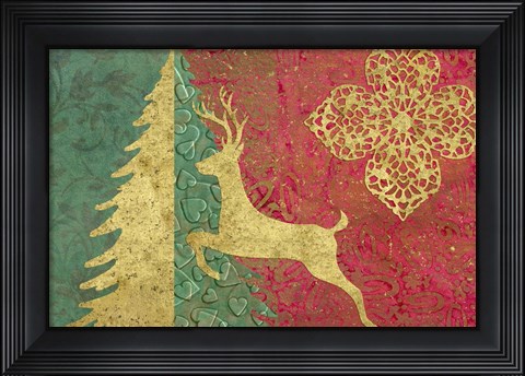 Framed Xmas Tree and Deer Print